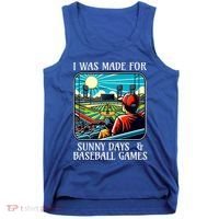 Retro I Was Made Sunny Days And Baseball Games Summer Funny Gift Tank Top thumb 0