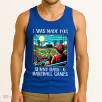 Retro I Was Made Sunny Days And Baseball Games Summer Funny Gift Tank Top thumb 3