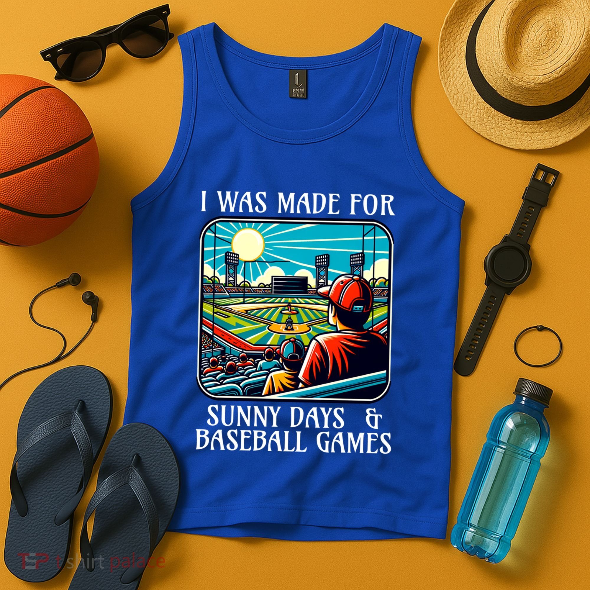 Retro I Was Made Sunny Days And Baseball Games Summer Funny Gift Tank Top