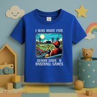 Retro I Was Made Sunny Days And Baseball Games Summer Funny Gift Toddler T-Shirt thumb 3