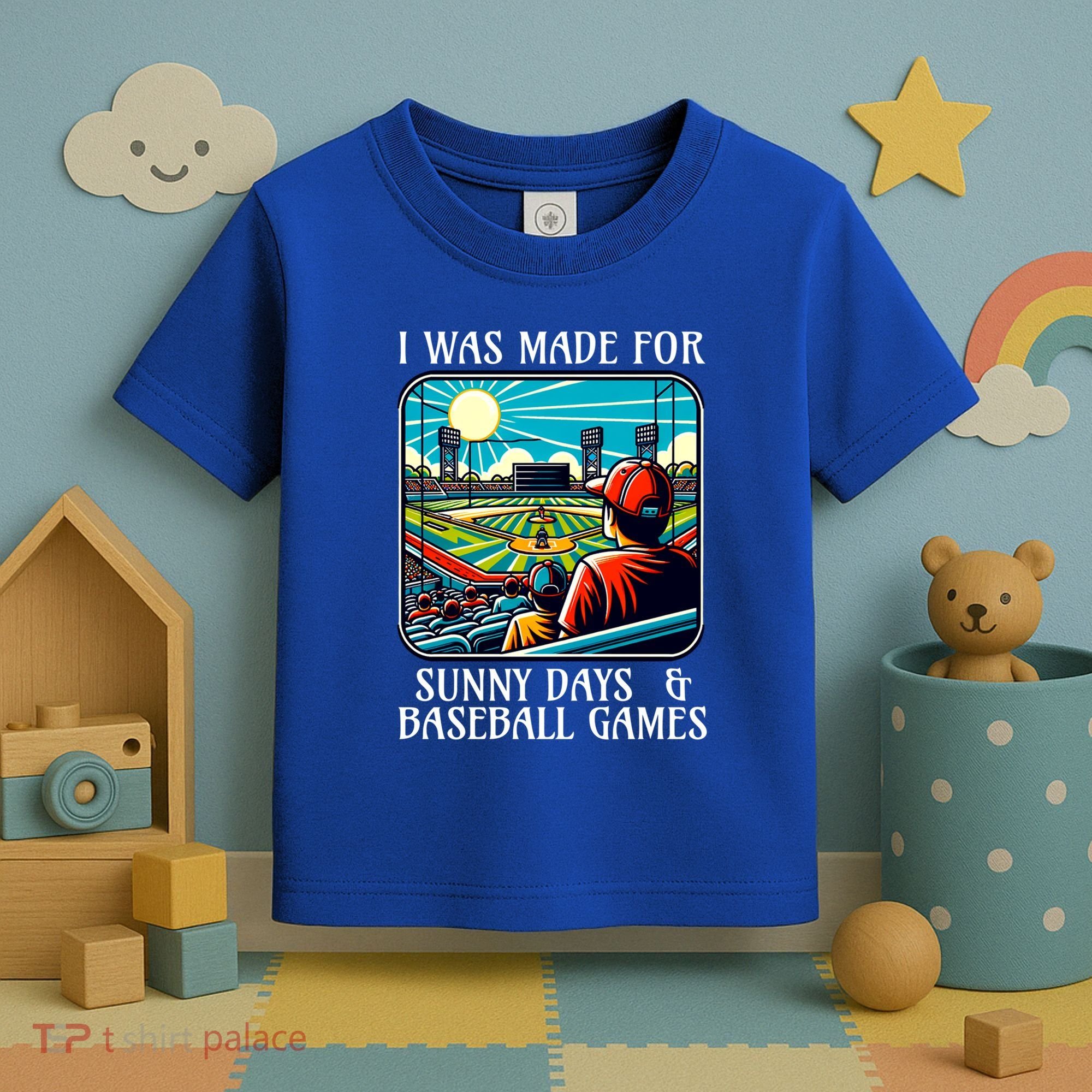 Retro I Was Made Sunny Days And Baseball Games Summer Funny Gift Toddler T-Shirt