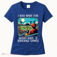 Retro I Was Made Sunny Days And Baseball Games Summer Funny Gift Women's T-Shirt thumb 0