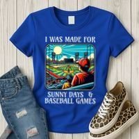 Retro I Was Made Sunny Days And Baseball Games Summer Funny Gift Women's T-Shirt thumb 3