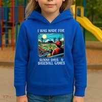 Retro I Was Made Sunny Days And Baseball Games Summer Funny Gift Kids Hoodie thumb 3