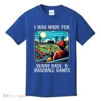 Retro I Was Made Sunny Days And Baseball Games Summer Funny Gift Kids T-Shirt thumb 0