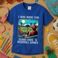Retro I Was Made Sunny Days And Baseball Games Summer Funny Gift Kids T-Shirt thumb 3