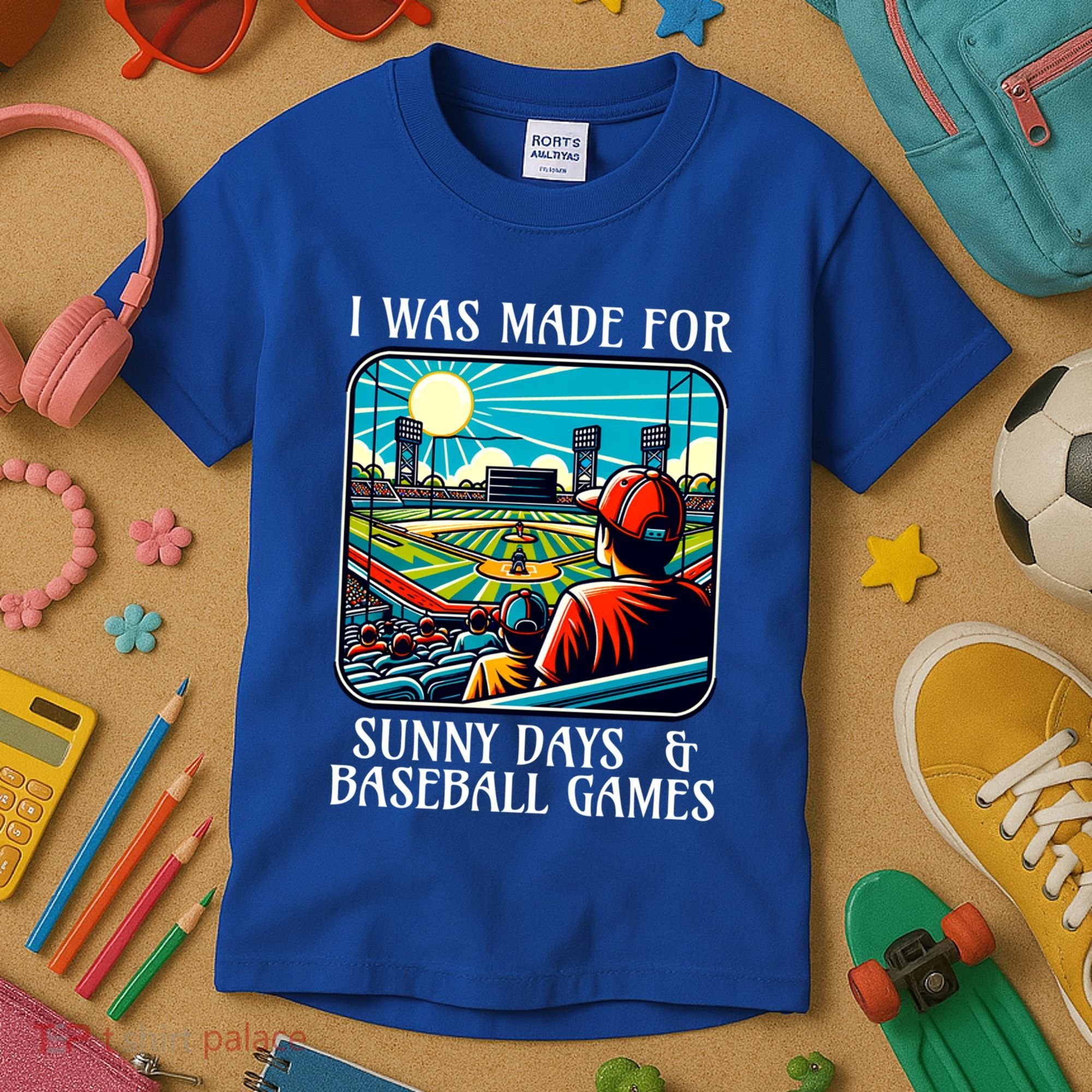 Retro I Was Made Sunny Days And Baseball Games Summer Funny Gift Kids T-Shirt