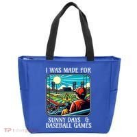 Retro I Was Made Sunny Days And Baseball Games Summer Funny Gift Tote Bag thumb 0