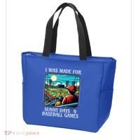 Retro I Was Made Sunny Days And Baseball Games Summer Funny Gift Tote Bag thumb 3
