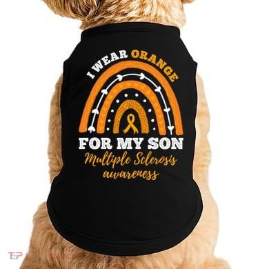 Rainbow I Wear Orange For My Son Multiple Sclerosis Great Gift Doggie Tank