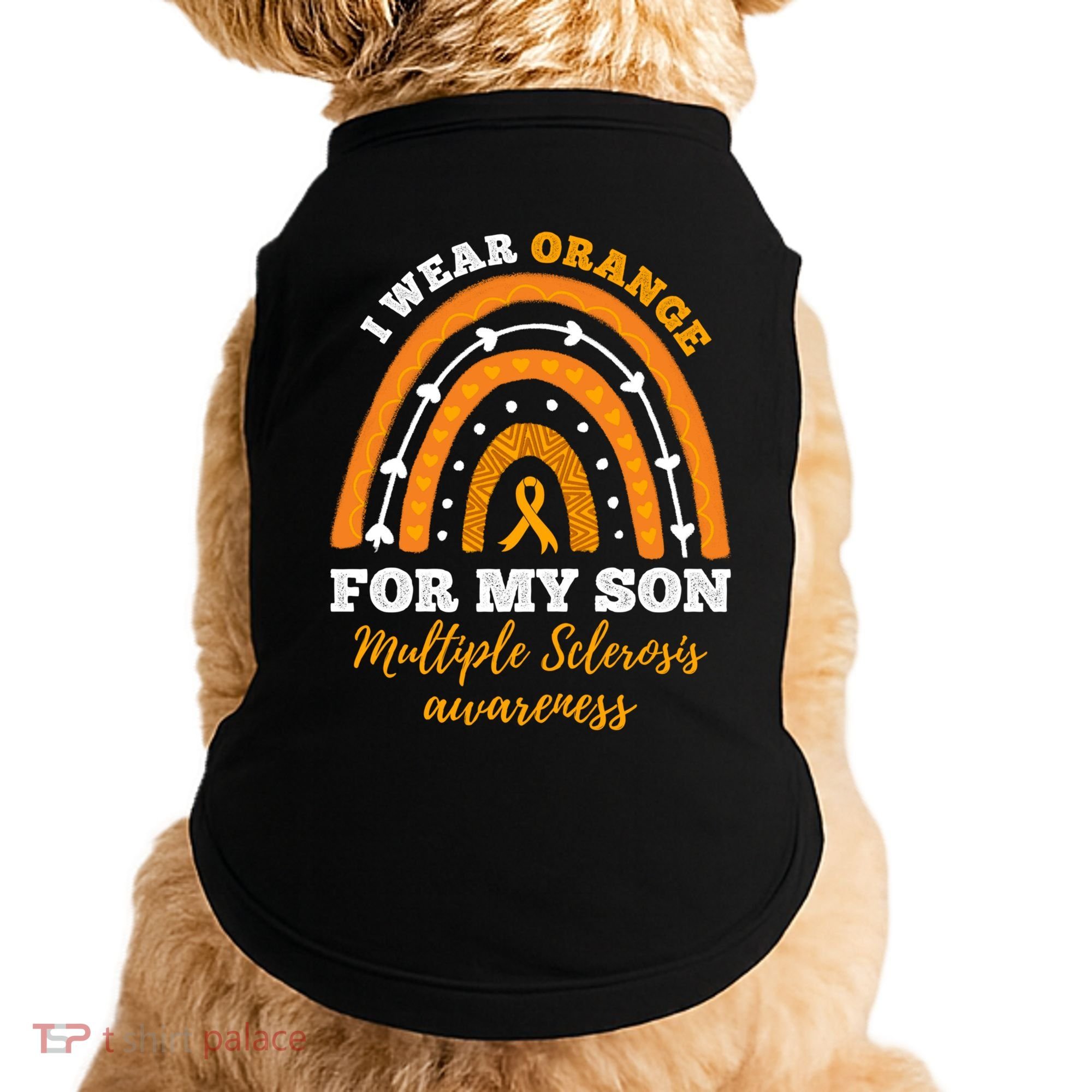Rainbow I Wear Orange For My Son Multiple Sclerosis Great Gift Doggie Tank