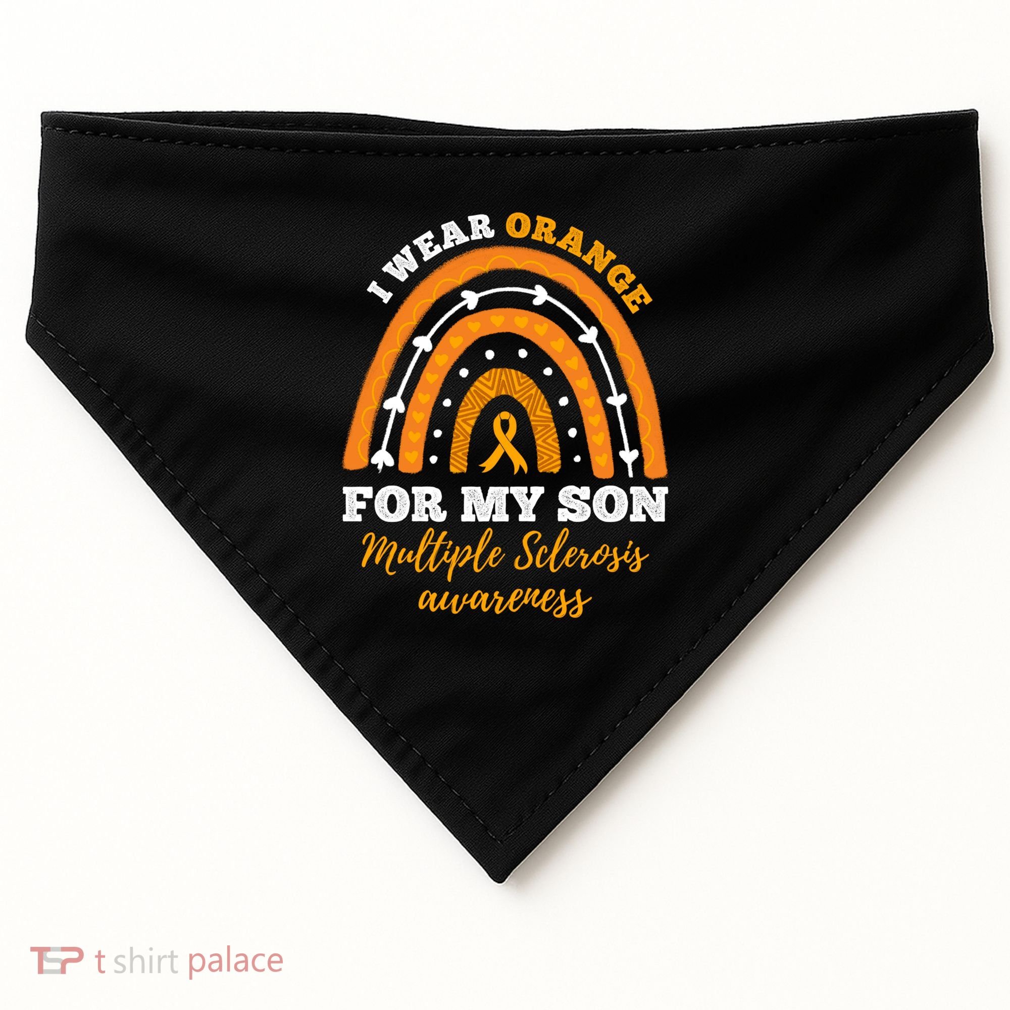 Rainbow I Wear Orange For My Son Multiple Sclerosis Great Gift USA-Made Doggie Bandana