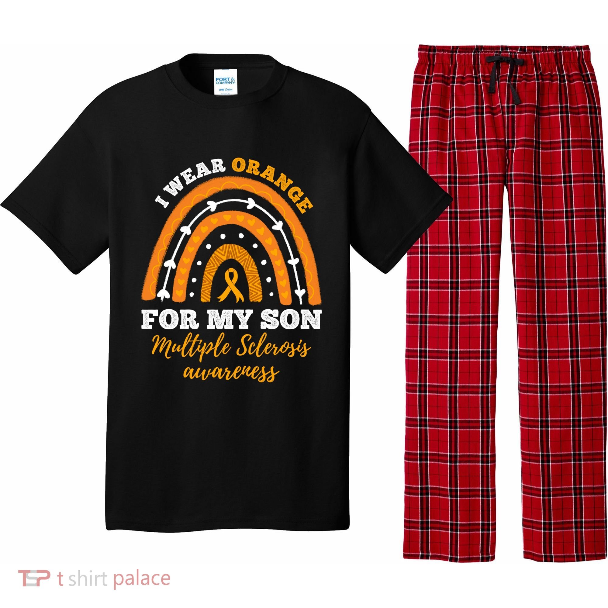 Rainbow I Wear Orange For My Son Multiple Sclerosis Great Gift Pajama Set
