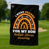 Rainbow I Wear Orange For My Son Multiple Sclerosis Great Gift Golf Towel thumb 1