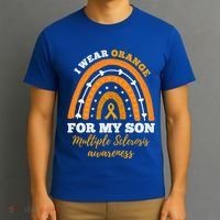 Rainbow I Wear Orange For My Son Multiple Sclerosis Great Gift T-Shirt thumb 3