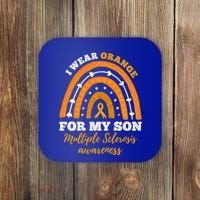 Rainbow I Wear Orange For My Son Multiple Sclerosis Great Gift Coaster thumb 0