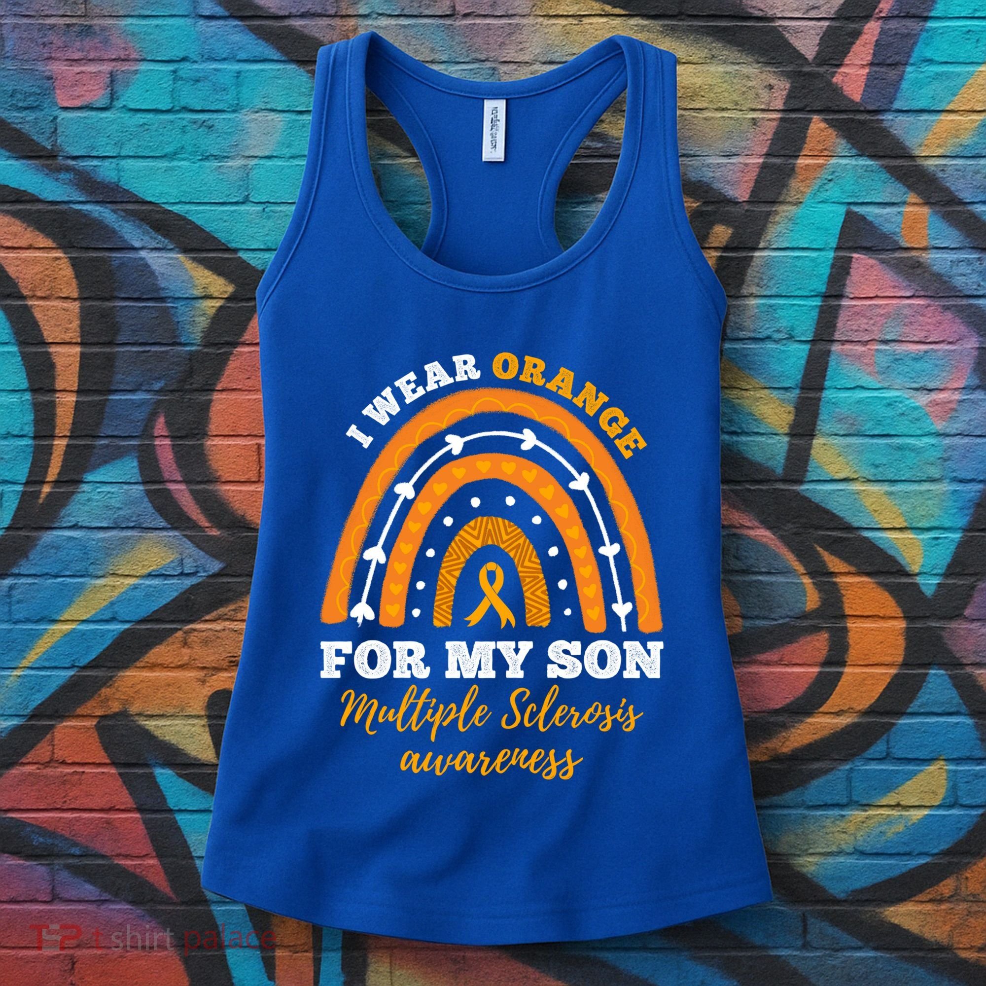 Rainbow I Wear Orange For My Son Multiple Sclerosis Great Gift Women's Tank Top
