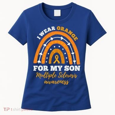 Rainbow I Wear Orange For My Son Multiple Sclerosis Great Gift Women's T-Shirt