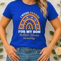 Rainbow I Wear Orange For My Son Multiple Sclerosis Great Gift Women's T-Shirt thumb 2