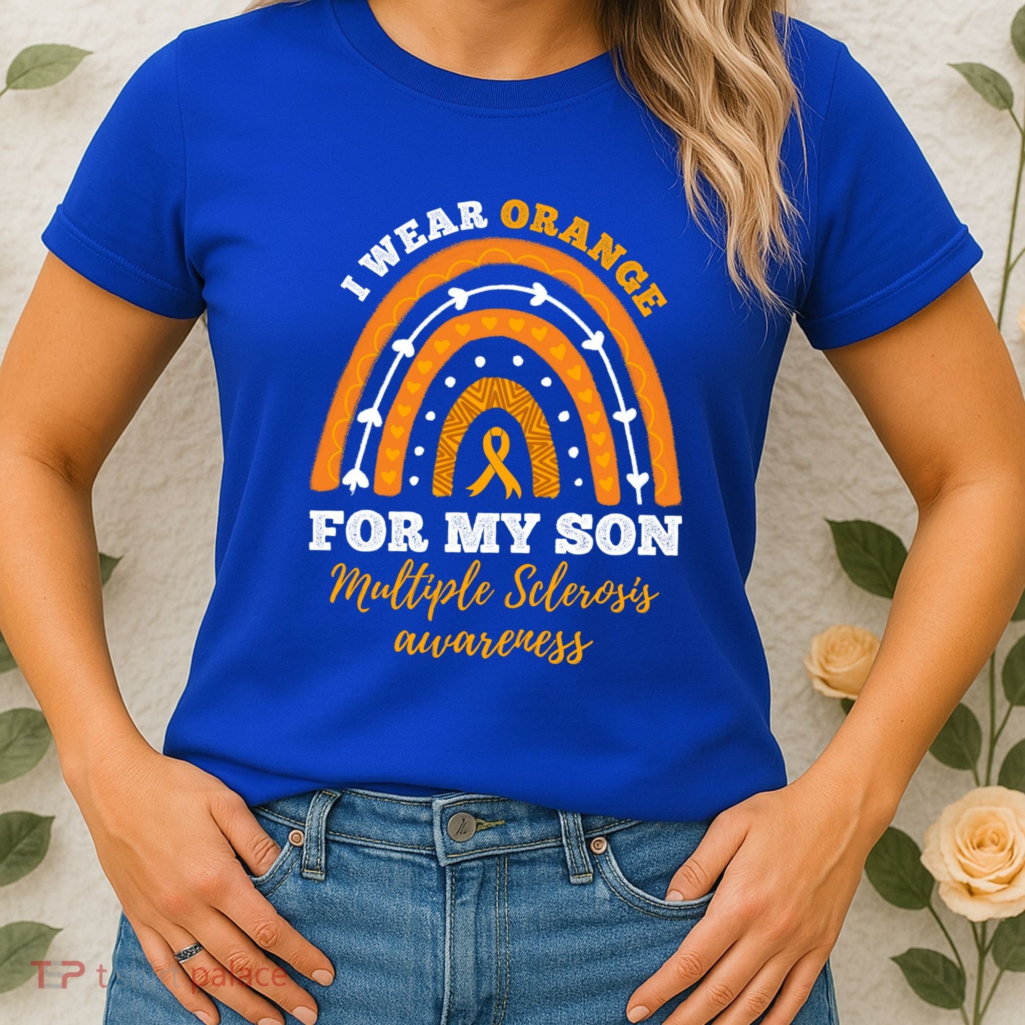 Rainbow I Wear Orange For My Son Multiple Sclerosis Great Gift Women's T-Shirt