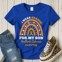 Rainbow I Wear Orange For My Son Multiple Sclerosis Great Gift Women's T-Shirt thumb 3