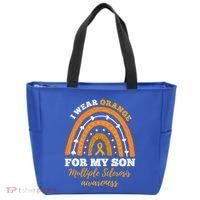 Rainbow I Wear Orange For My Son Multiple Sclerosis Great Gift Tote Bag thumb 0