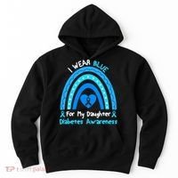 Rainbow I Wear Blue For My Daughter Diabetes Hoodie thumb 0