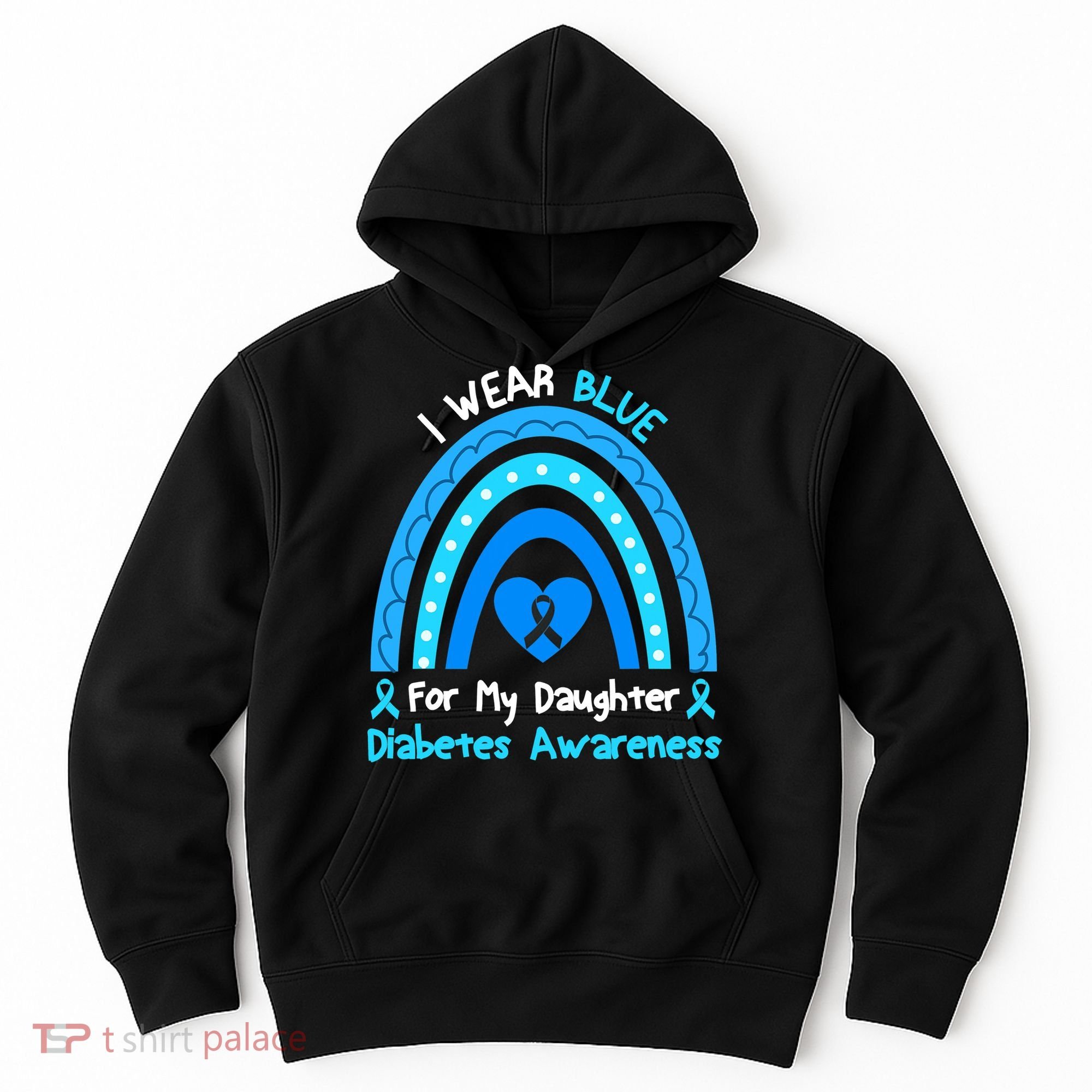 Rainbow I Wear Blue For My Daughter Diabetes Hoodie