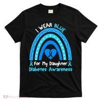 Rainbow I Wear Blue For My Daughter Diabetes T-Shirt thumb 0