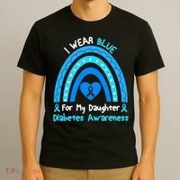Rainbow I Wear Blue For My Daughter Diabetes T-Shirt thumb 3