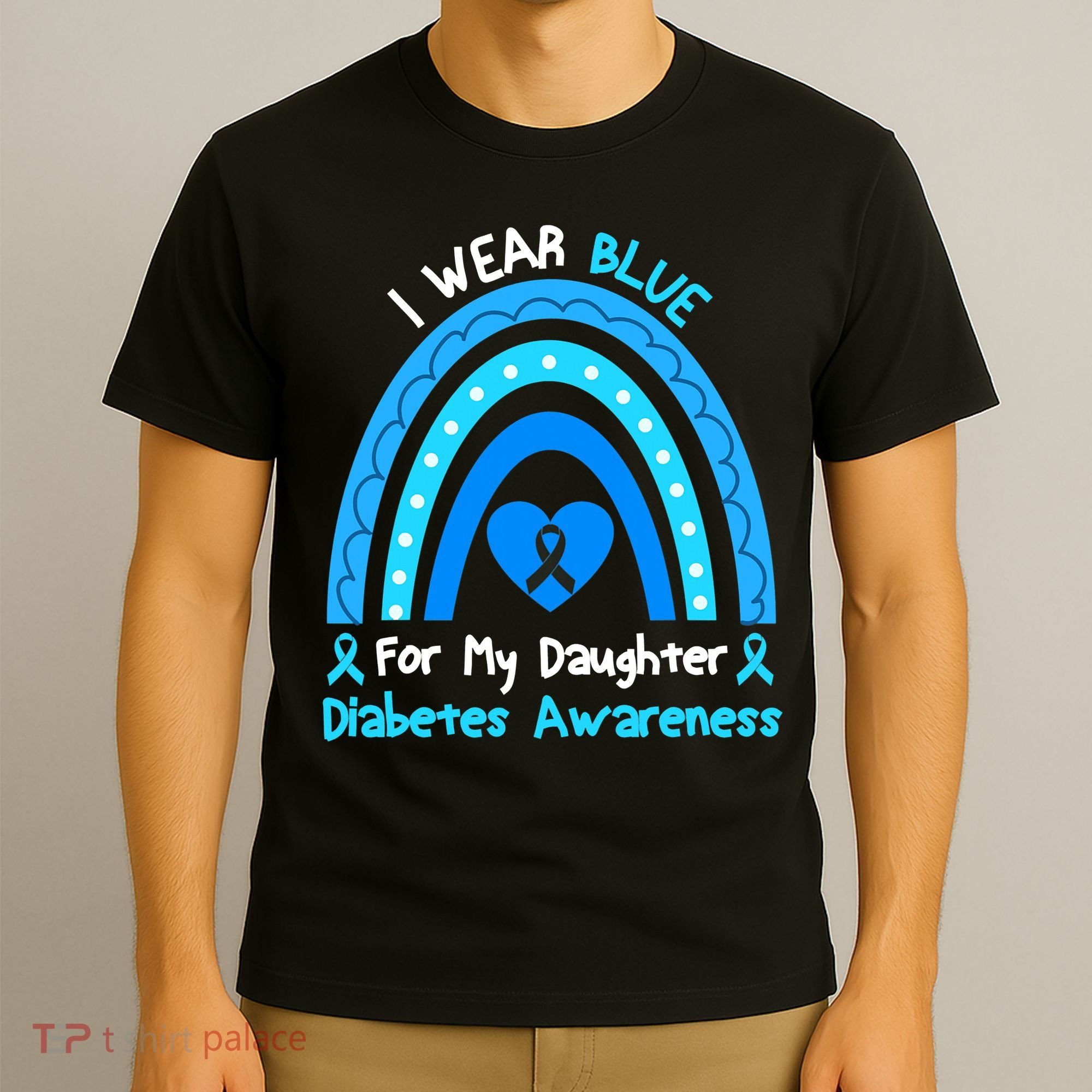 Rainbow I Wear Blue For My Daughter Diabetes T-Shirt