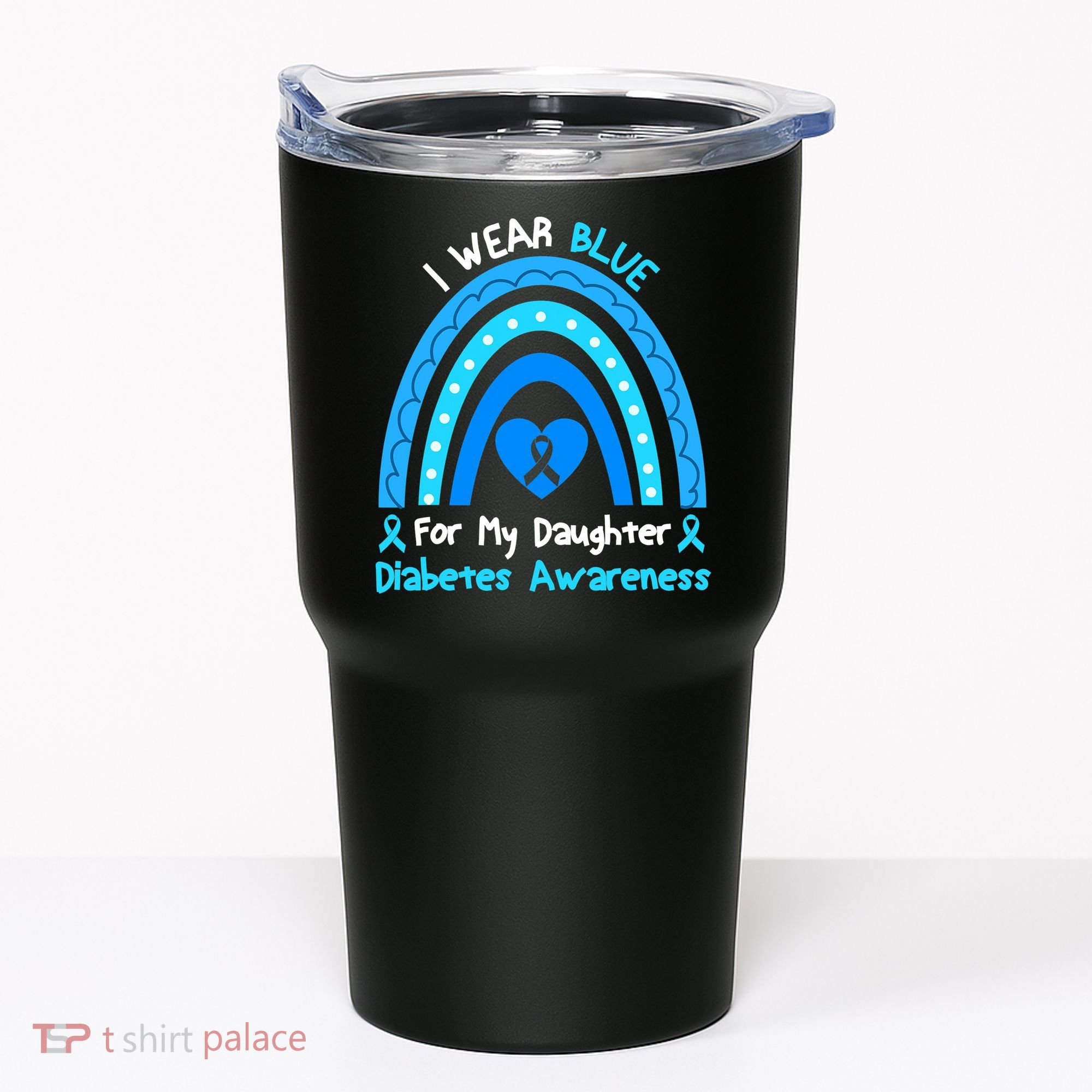 Rainbow I Wear Blue For My Daughter Diabetes Tumbler