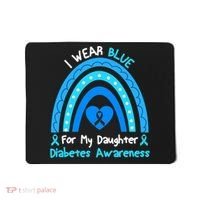 Rainbow I Wear Blue For My Daughter Diabetes Mousepad thumb 0