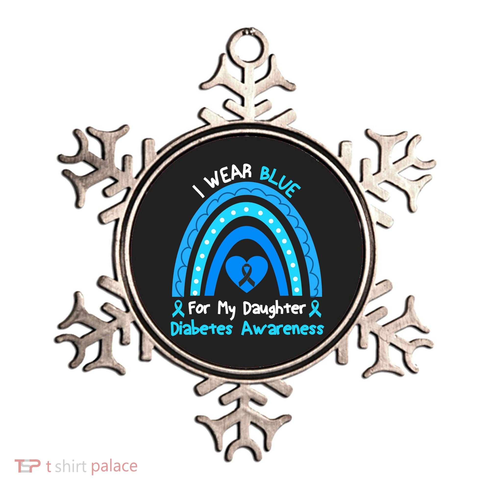 Rainbow I Wear Blue For My Daughter Diabetes Ornament