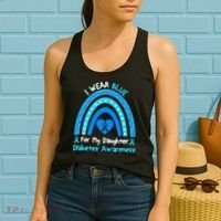 Rainbow I Wear Blue For My Daughter Diabetes Women's Tank Top thumb 2