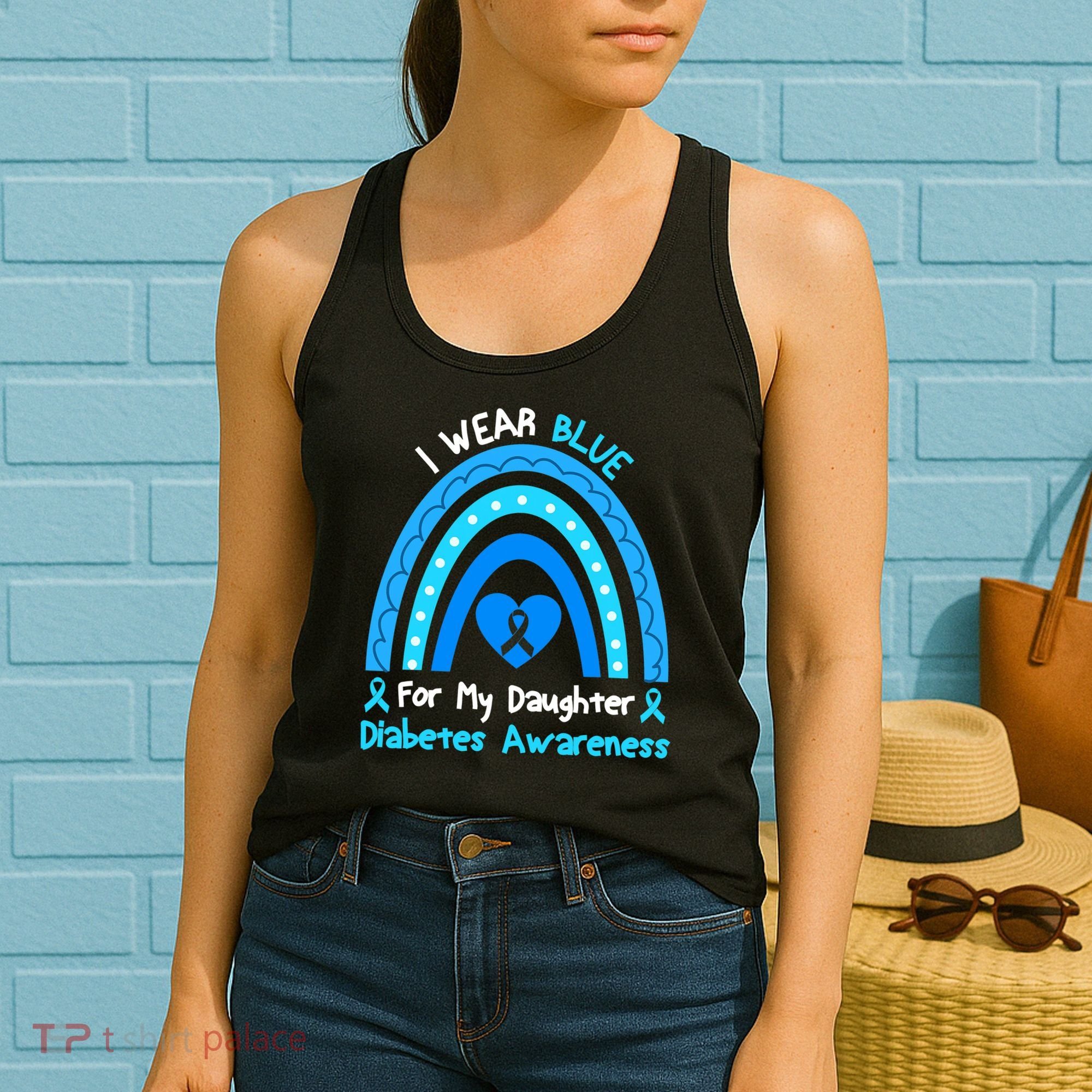 Rainbow I Wear Blue For My Daughter Diabetes Women's Tank Top
