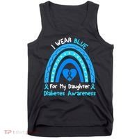 Rainbow I Wear Blue For My Daughter Diabetes Tank Top thumb 0