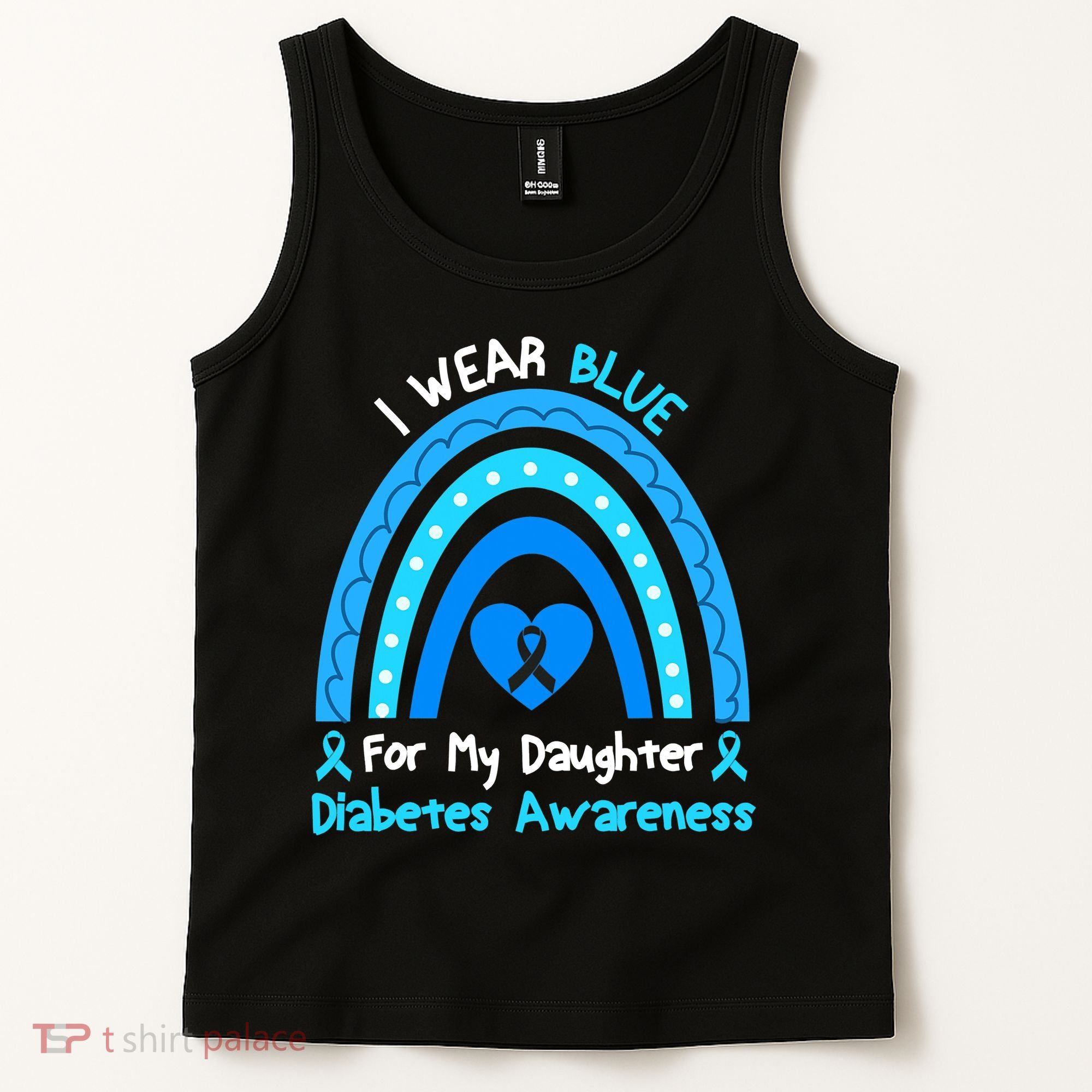 Rainbow I Wear Blue For My Daughter Diabetes Tank Top