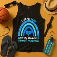 Rainbow I Wear Blue For My Daughter Diabetes Tank Top thumb 4
