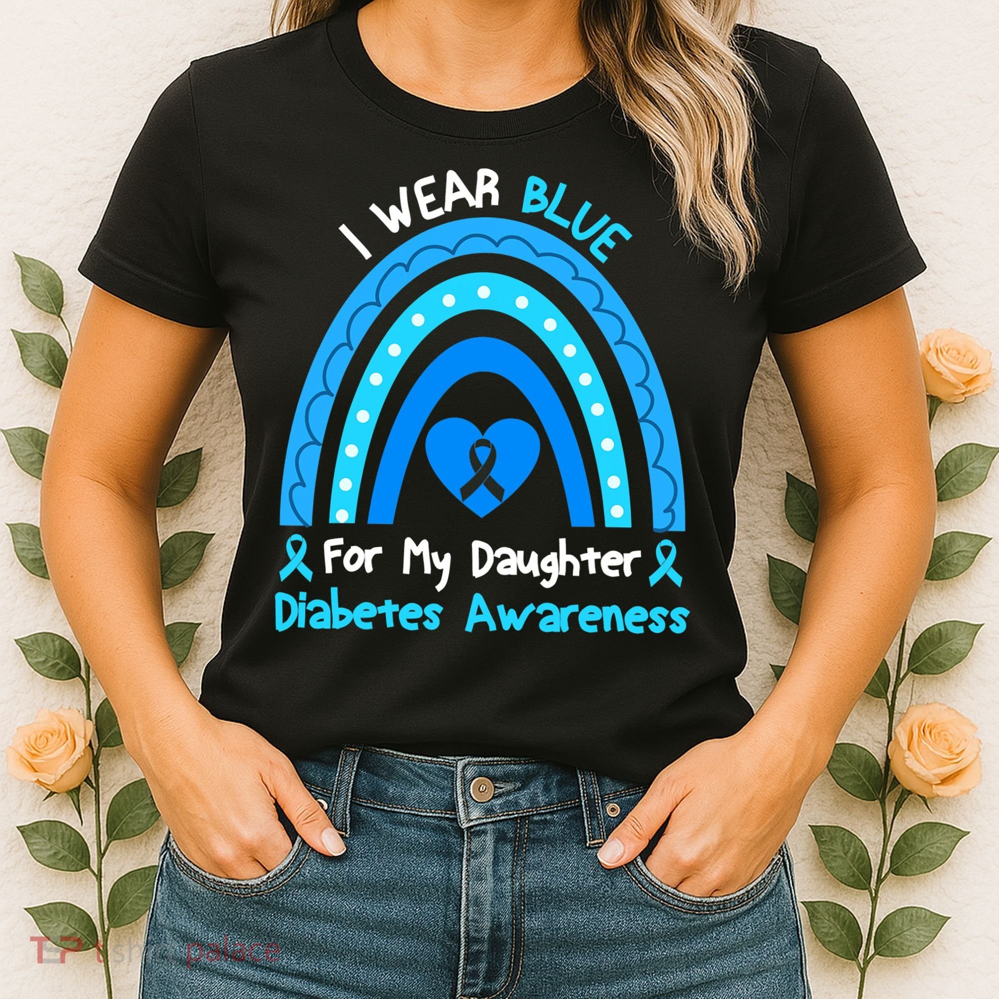 Rainbow I Wear Blue For My Daughter Diabetes Women's T-Shirt