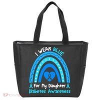 Rainbow I Wear Blue For My Daughter Diabetes Tote Bag thumb 0