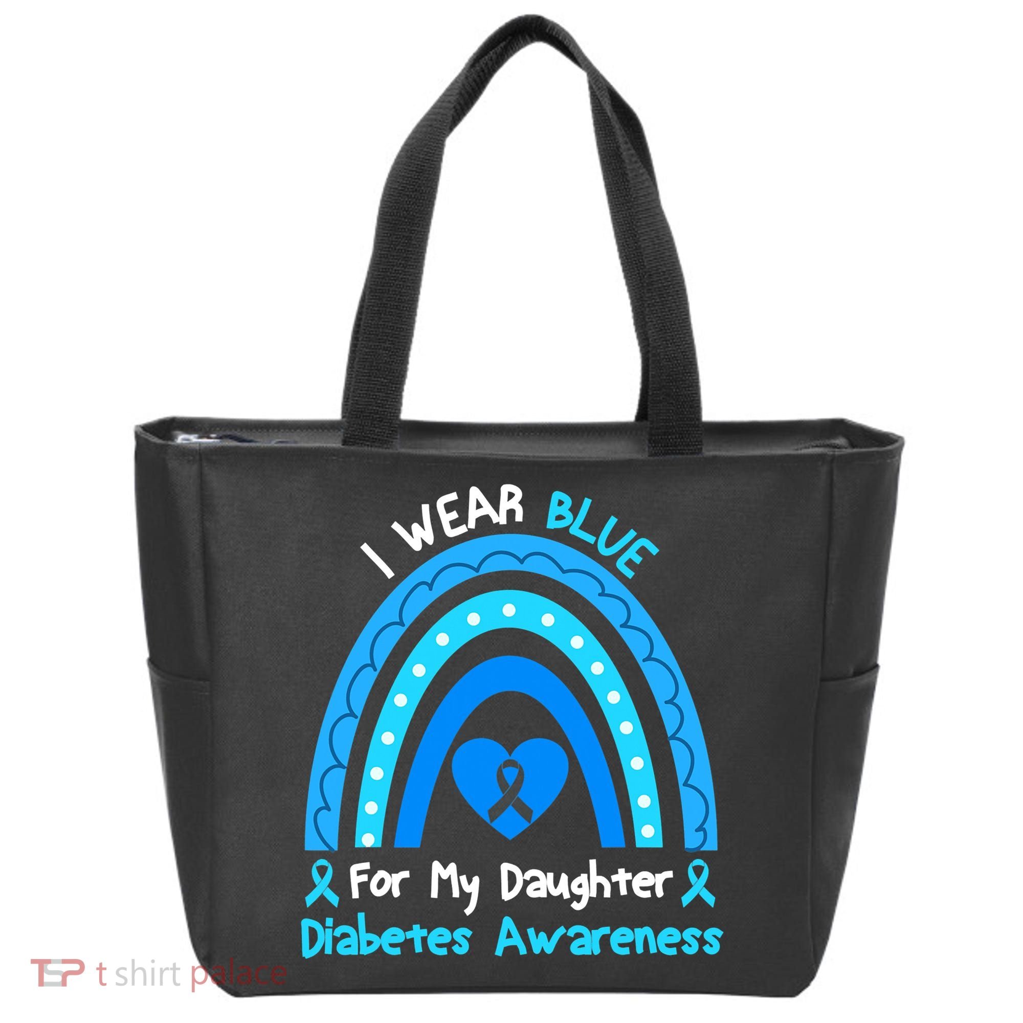 Rainbow I Wear Blue For My Daughter Diabetes Tote Bag