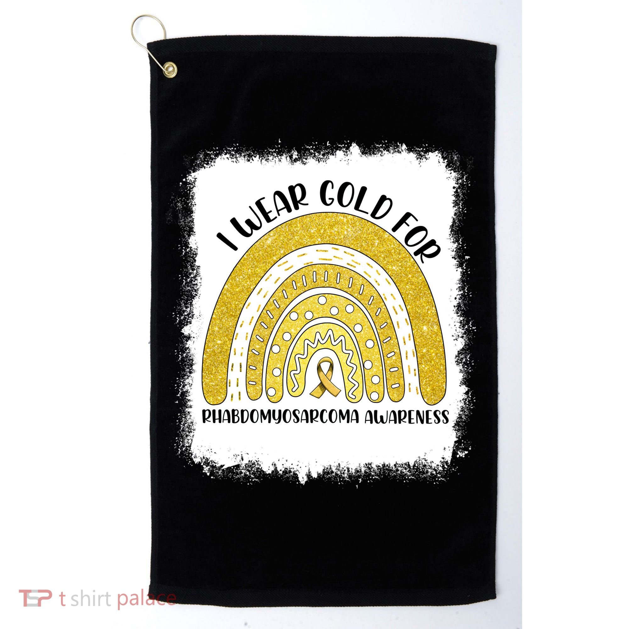 Rainbow I Wear Gold For Rhabdomyosarcoma Awareness Month Meaningful Gift Golf Towel