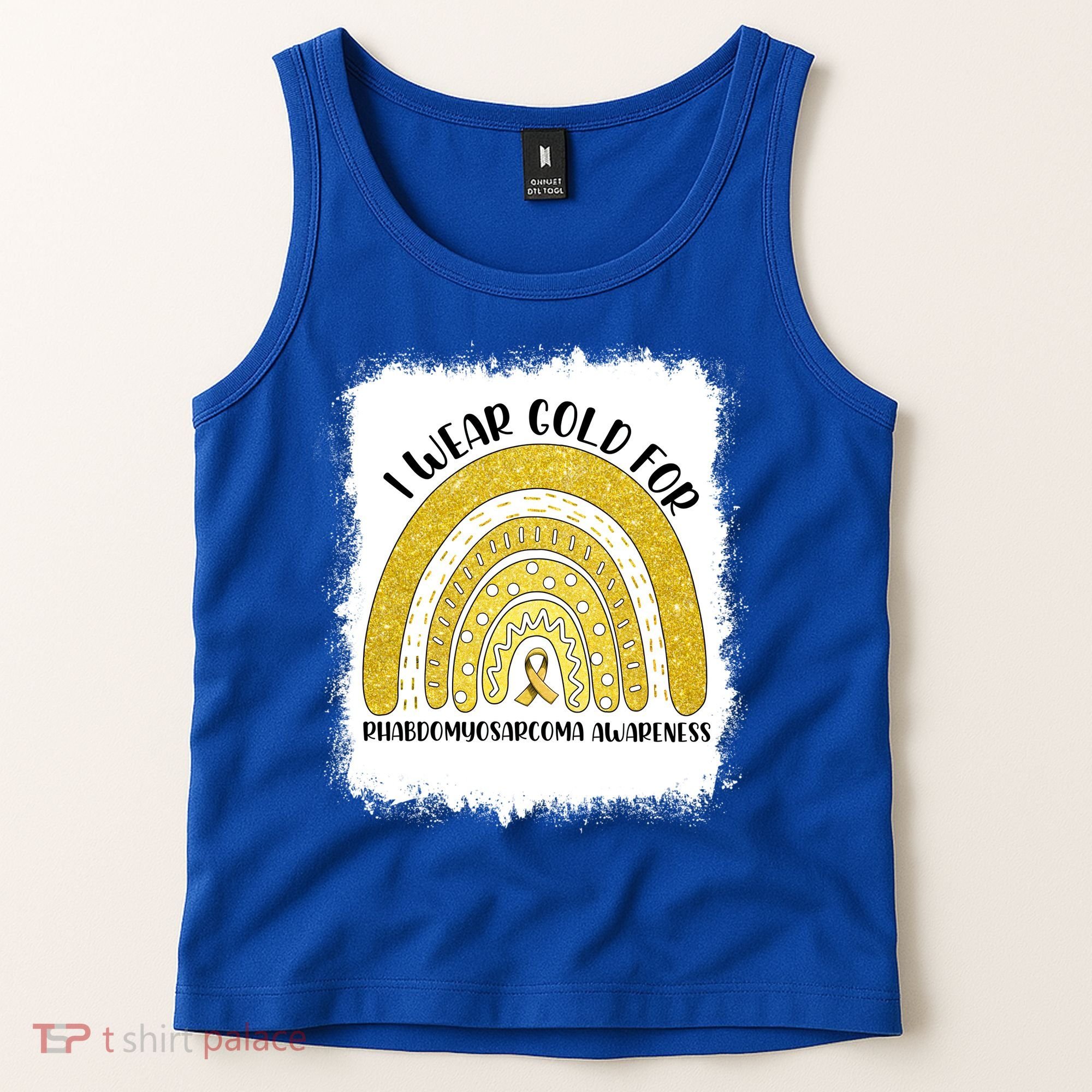 Rainbow I Wear Gold For Rhabdomyosarcoma Awareness Month Meaningful Gift Tank Top