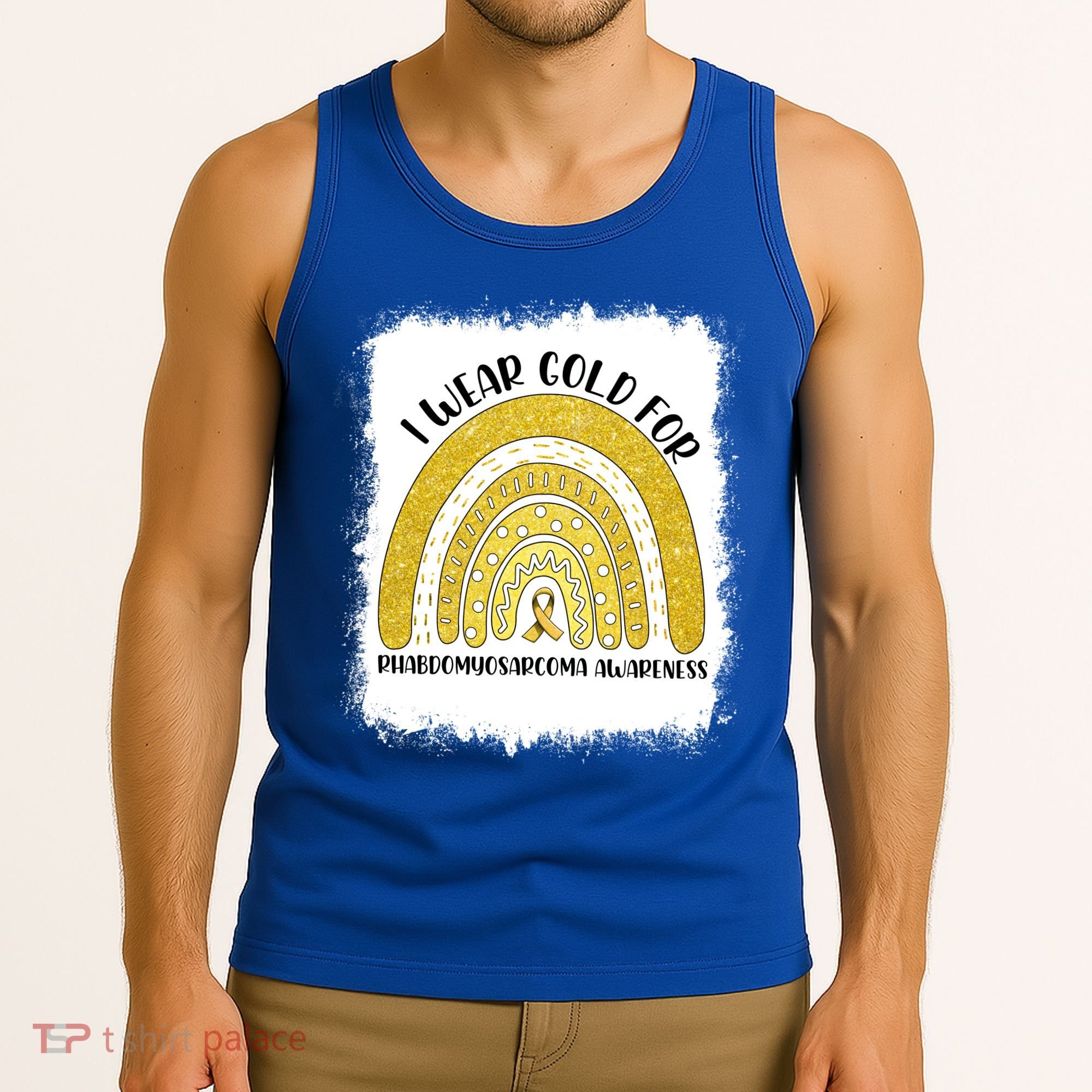 Rainbow I Wear Gold For Rhabdomyosarcoma Awareness Month Meaningful Gift Tank Top