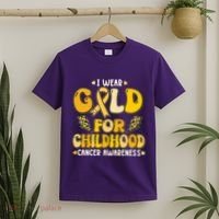 Retro I Wear Gold For Childhood Cancer Awareness T-Shirt thumb 2
