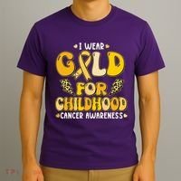 Retro I Wear Gold For Childhood Cancer Awareness T-Shirt thumb 3