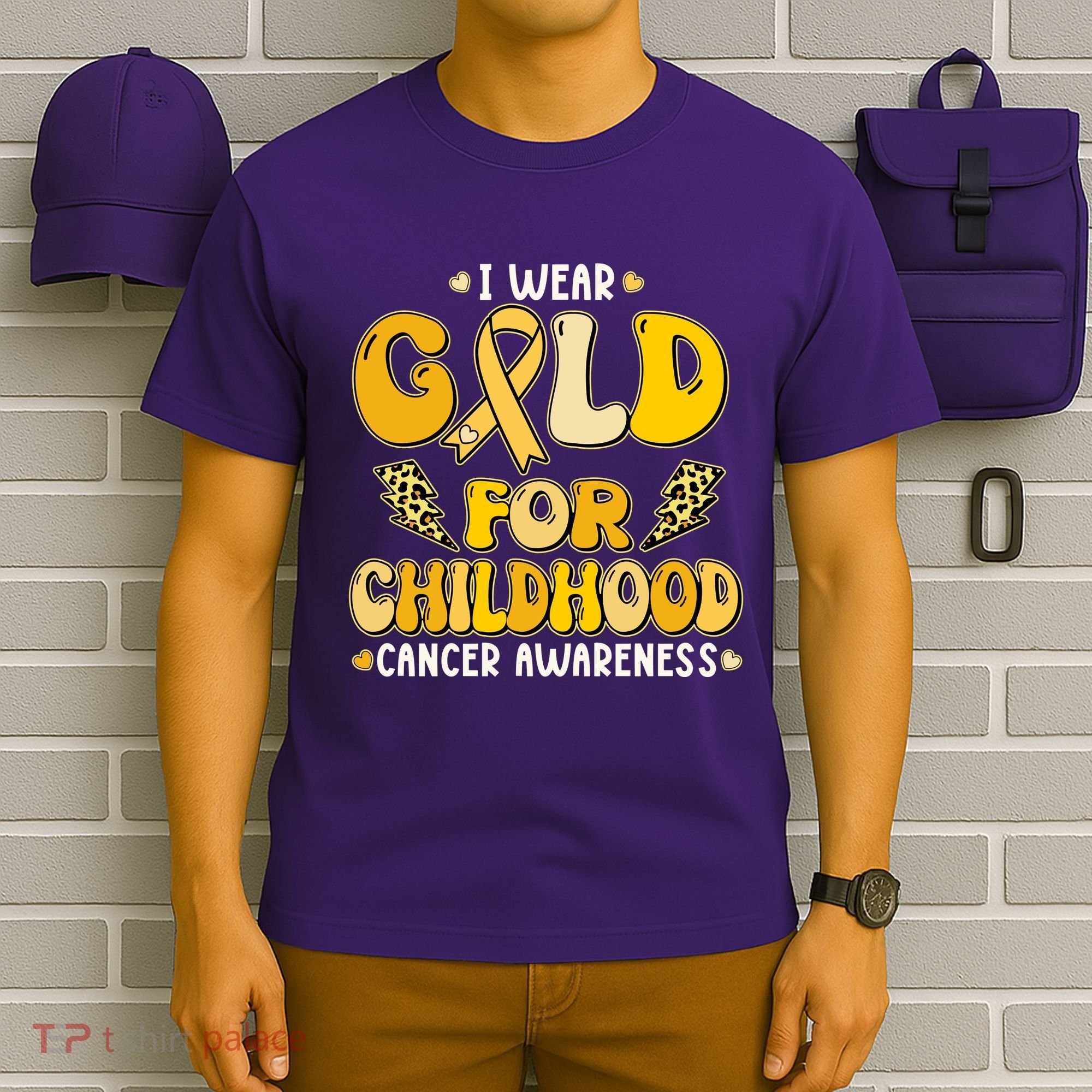 Retro I Wear Gold For Childhood Cancer Awareness T-Shirt