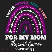 Rainbow I Wear Purple Teal Pink For My Mom Thyroid Cancer Funny Gift Beanie thumb 2
