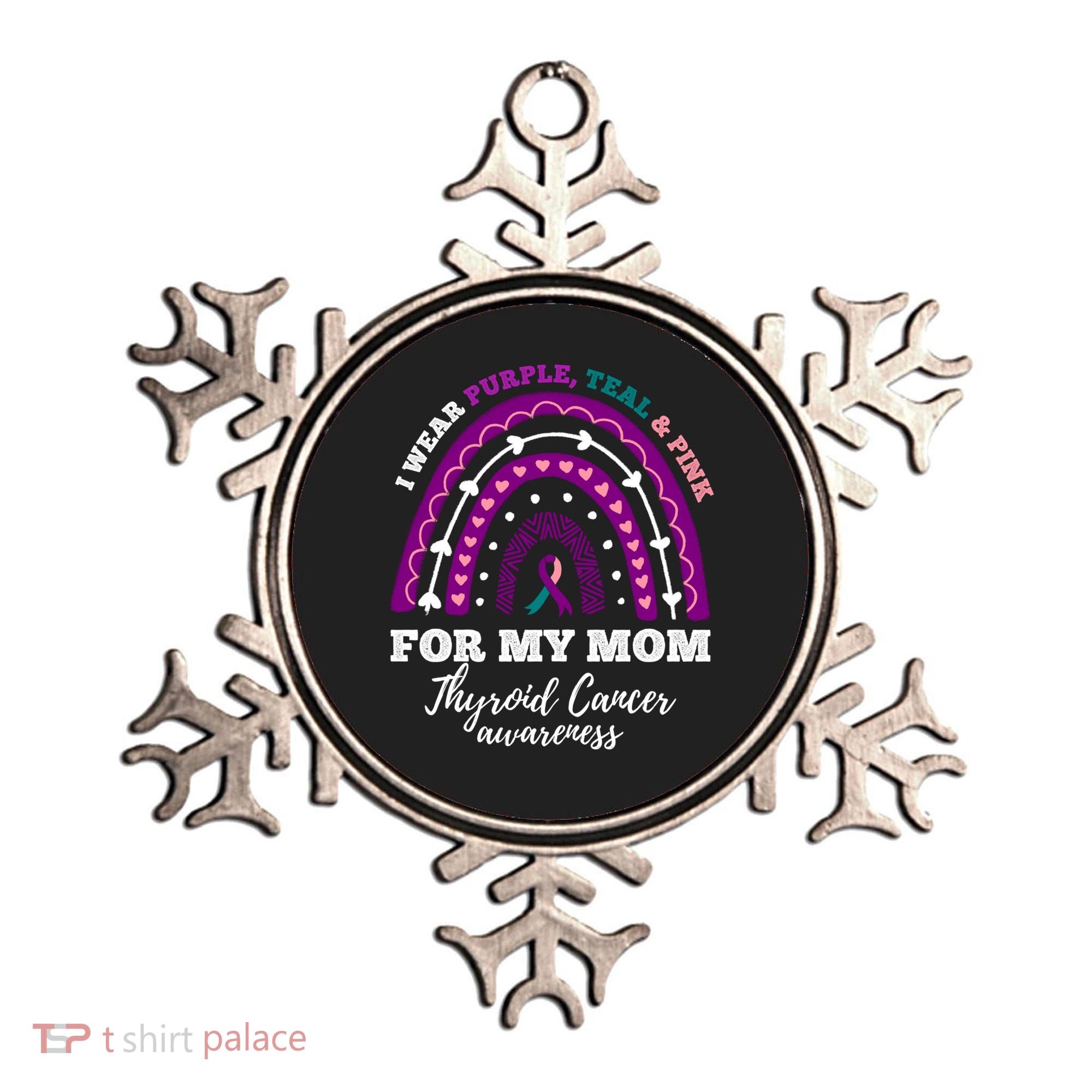 Rainbow I Wear Purple Teal Pink For My Mom Thyroid Cancer Funny Gift Ornament